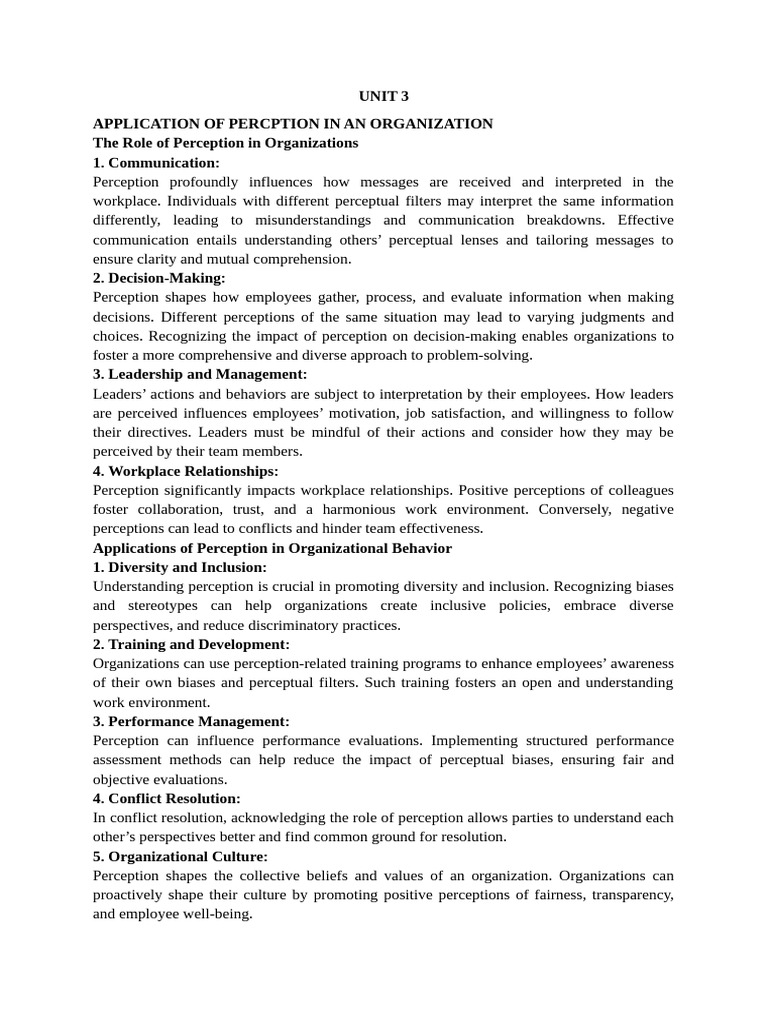 Unit 3 (Student's Copy 2) | PDF | Perception | Performance Appraisal
