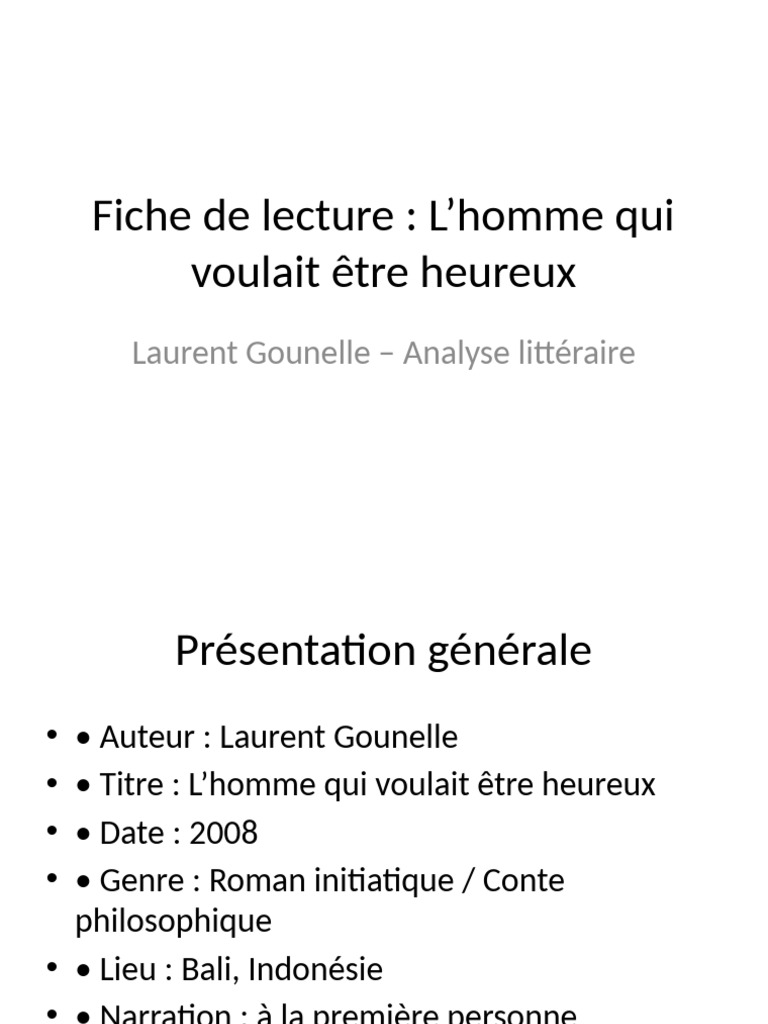 L Homme Qui Voulait Tre Heureux Pdf
