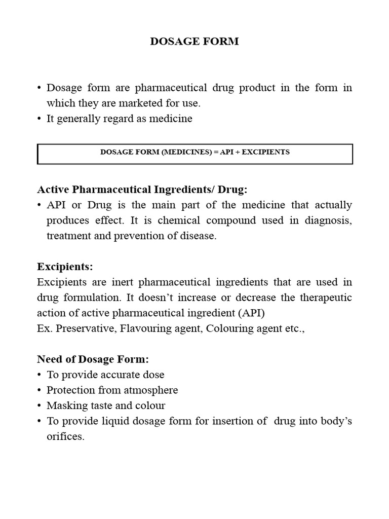 Understanding Dosage Forms in Medicine | PDF