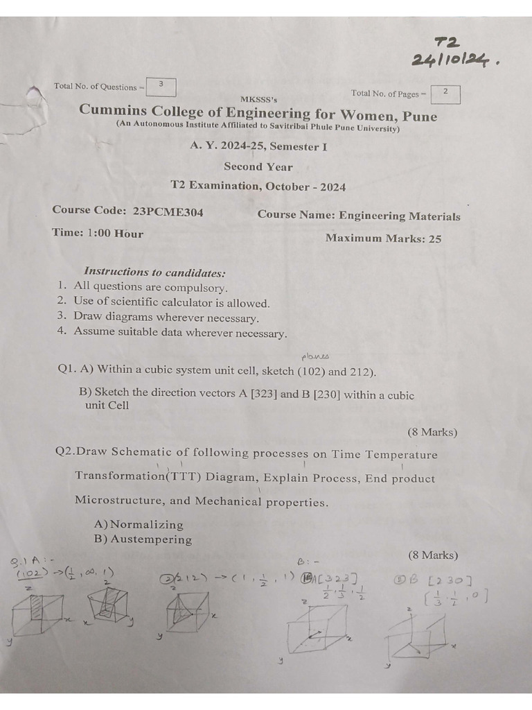 T2 Question Papers | PDF