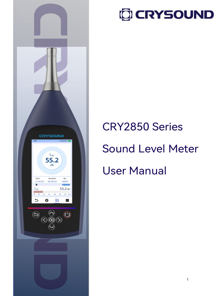 CRY2850 Sound Level Meter Manual | PDF | Microphone | Calibration