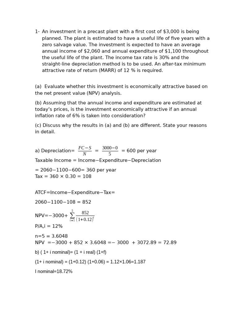 NPV Analysis for Precast Plant Investment | PDF | Net Present Value ...