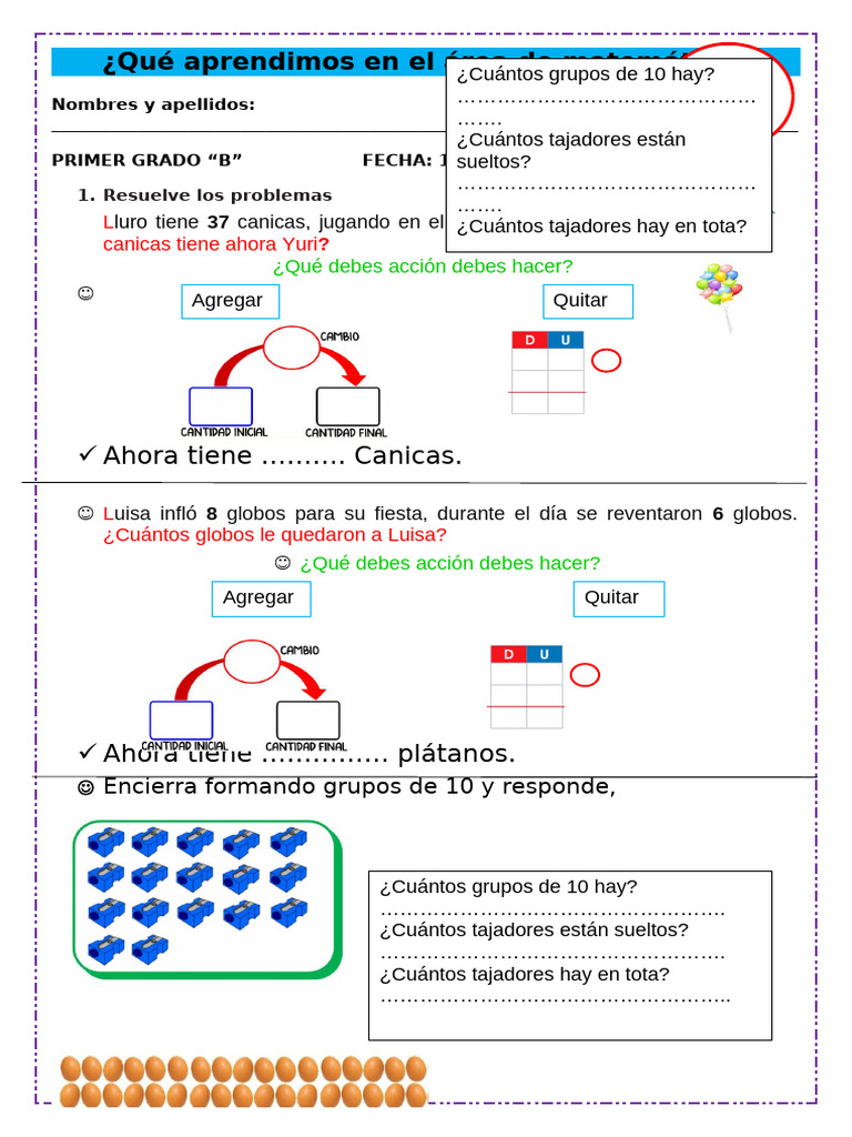 Actividades de Matemáticas para Primer Grado | PDF