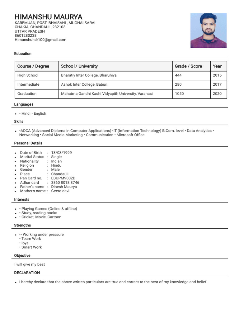 Himanshu Maurya - Resume Overview | PDF