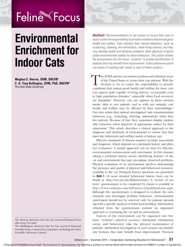 Image showcasing Environmental Enrichment For Indoor Cats | PDF | Cats | Biology