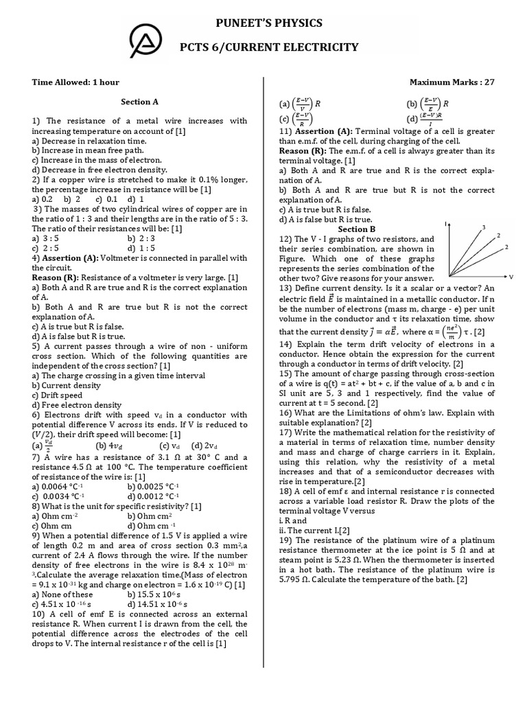 PCTS 6 Xii | PDF | Electrical Resistivity And Conductivity | Voltage