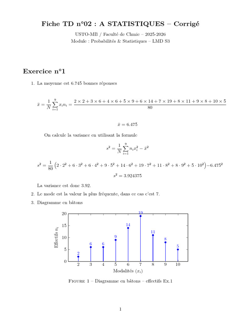 Statistiques : Moyennes, Variances et Graphiques | PDF | Analyse ...
