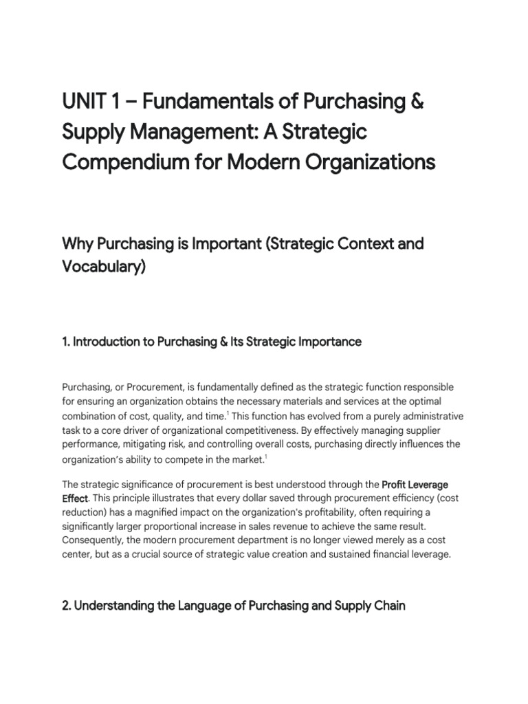 Fundamentals of Purchasing Strategy | PDF | Procurement | Business