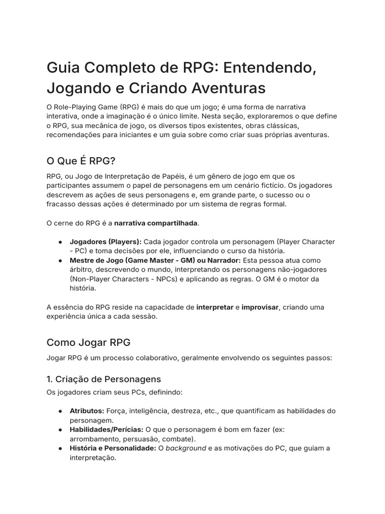 Guia Prático de RPG: Jogue e Crie Aventuras | PDF | Jogos de RPG ...