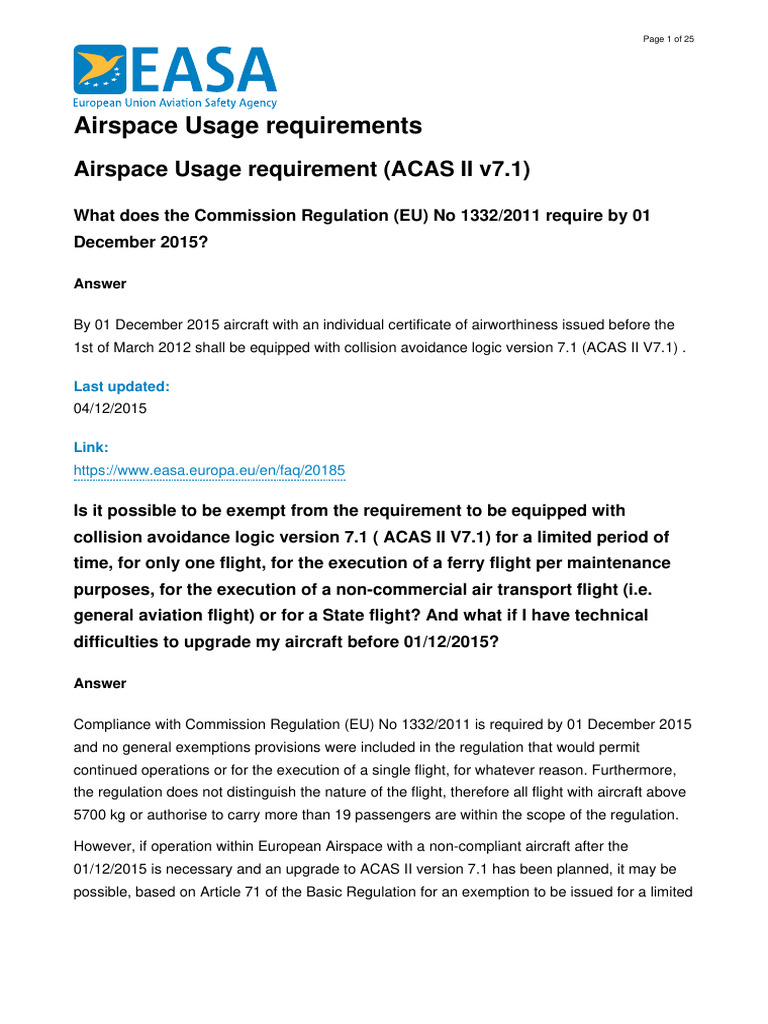 Airspace Usage Requirements for ACAS II V7.1 | PDF | Instrument Flight ...
