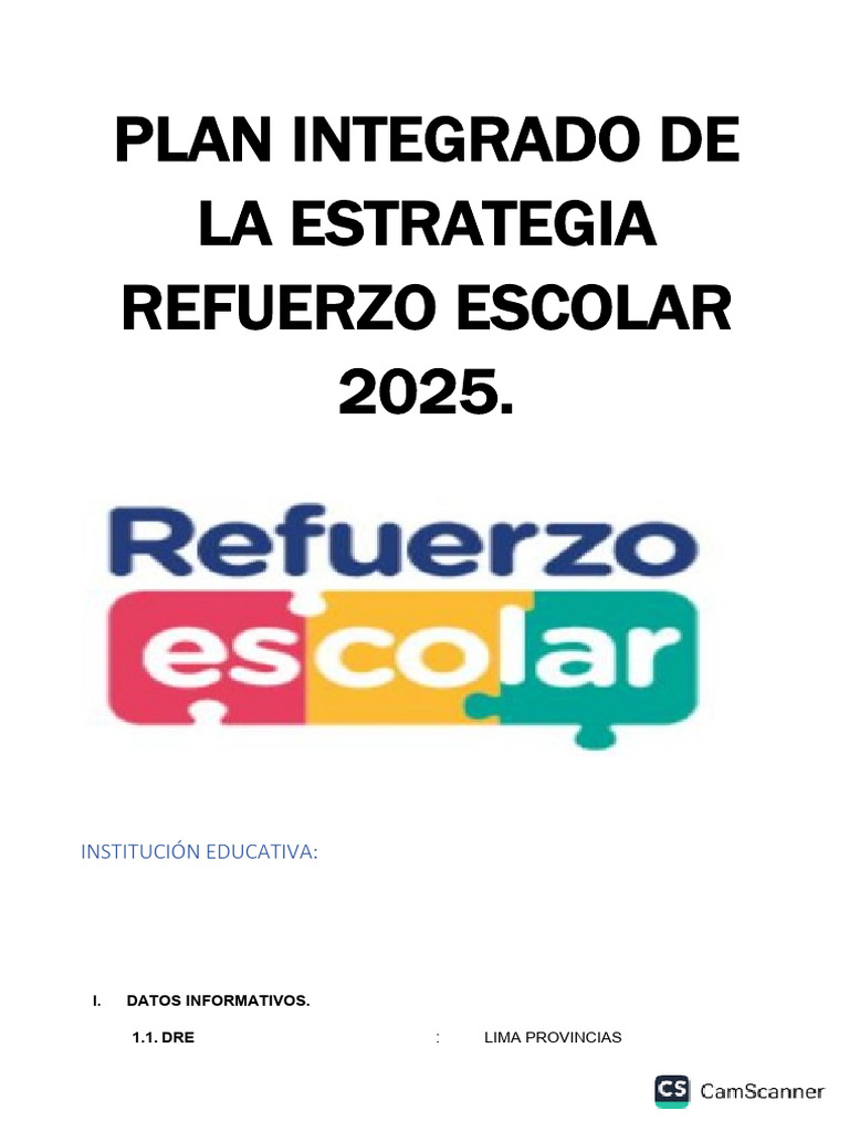 Plan de Refuerzo Escolar 2025 en Lima | PDF | Aprendizaje | Evaluación