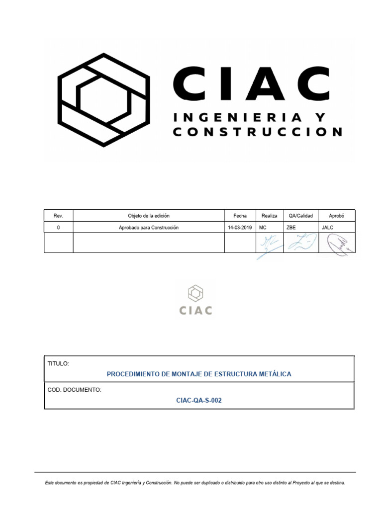 CIAC QA S 002 0 Proc Montaje | PDF | Tornillo | Soldadura
