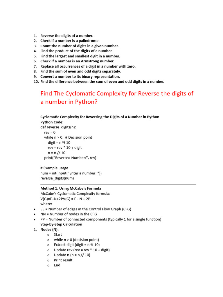 Cyclomatic Complexity of Python Functions | PDF | Computer Programming ...
