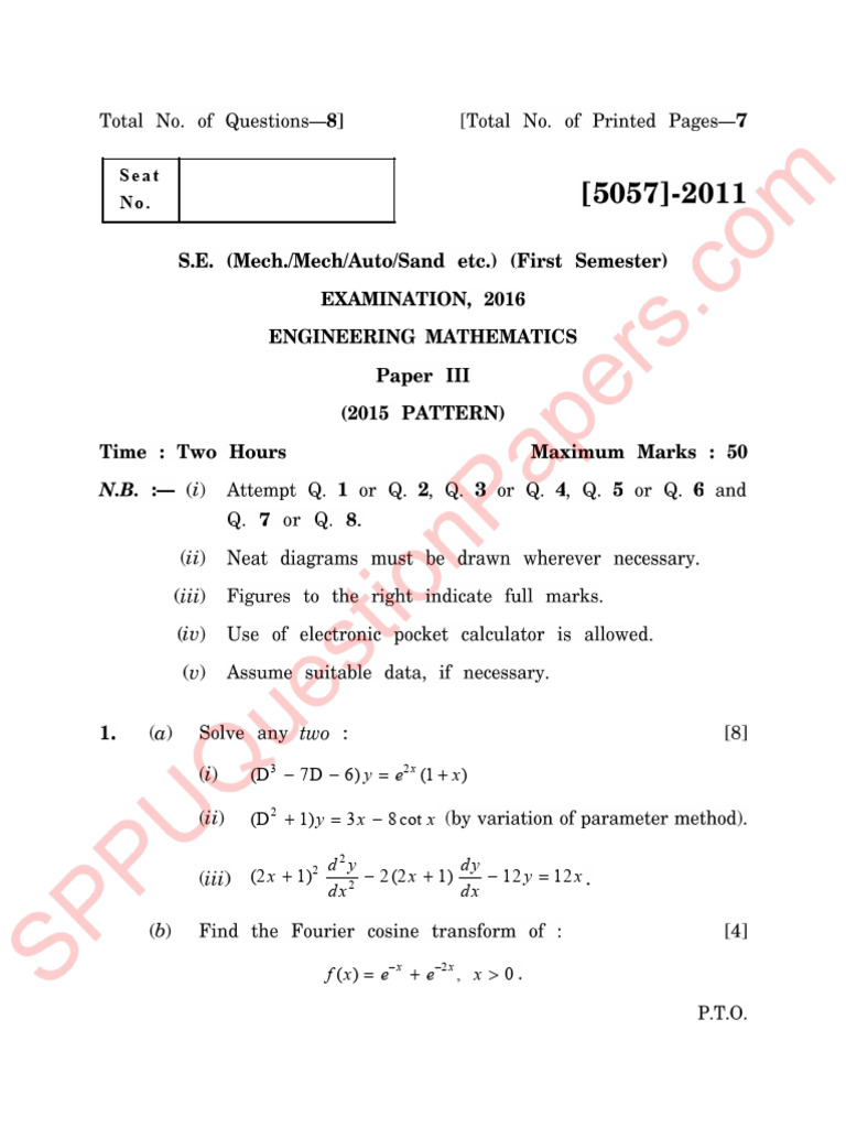 Be Mechanical Engineering Semester 3 2016 November Engineering ...