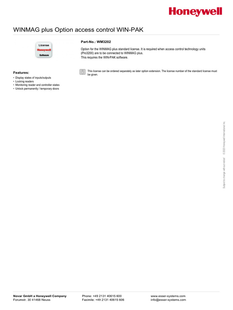 WINMAG plus Access Control License | PDF