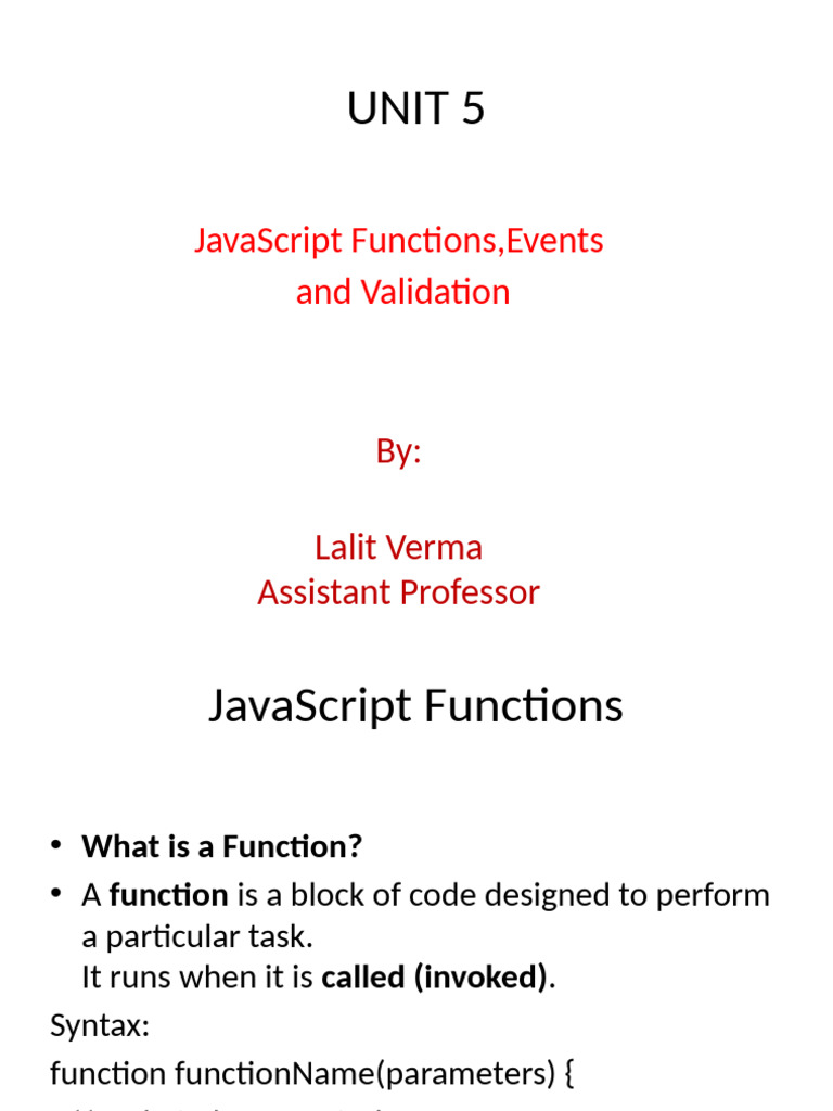 JavaScript Functions and Events Guide | PDF | Parameter (Computer ...