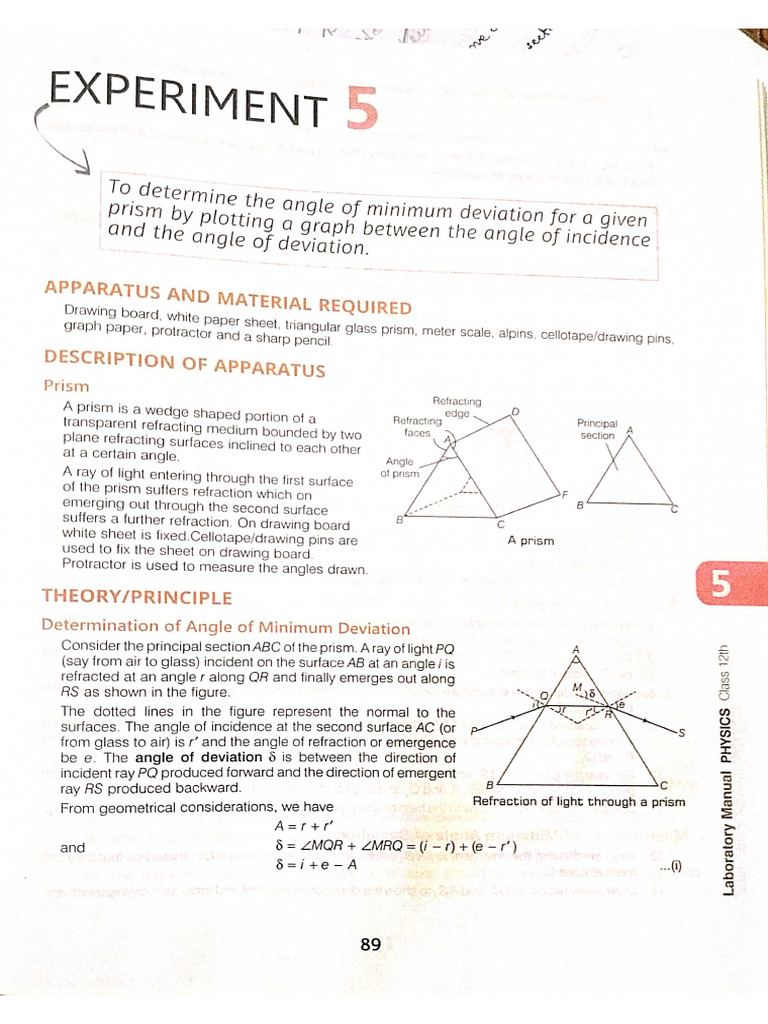 Angle of Minimum Deviation | PDF