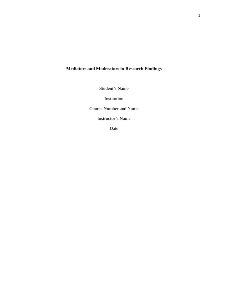 Mediators and Moderators in Research Analysis | PDF | Socioeconomic ...