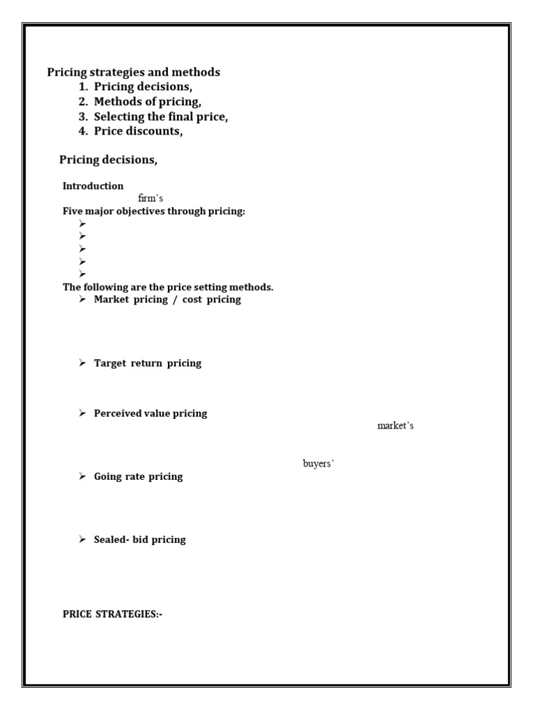 Pricing Strategies and Methods Explained | PDF | Pricing | Price ...