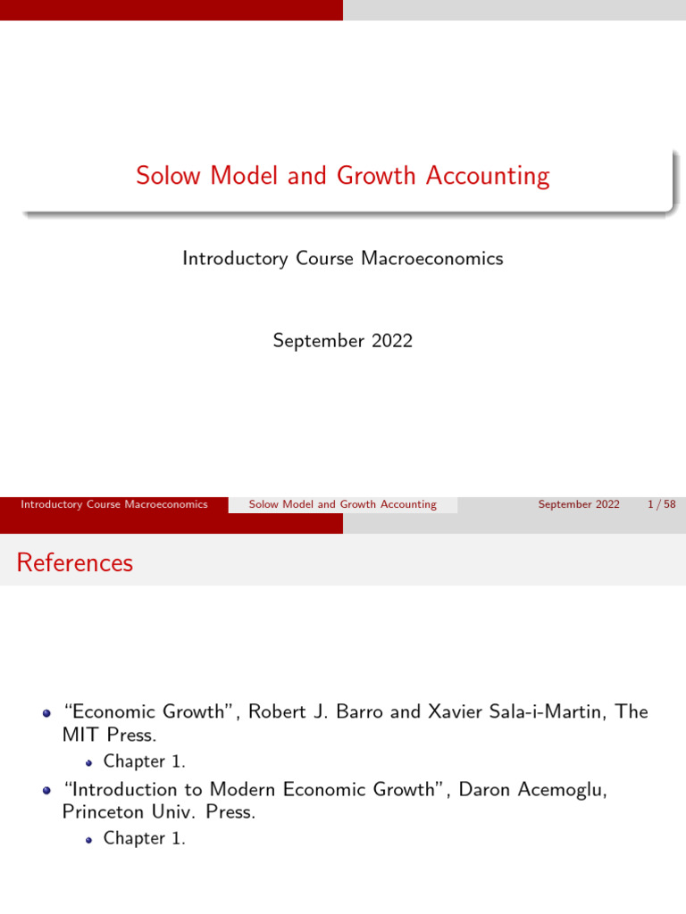 Solow Model & Growth Accounting Overview | PDF | Macroeconomics ...