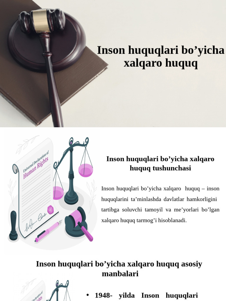 Mavzu Inson Huquqlari Bo'Yicha Xalqaro Huquq | PDF