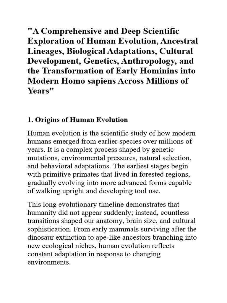A Comprehensive and Deep Scientific Exploration of Human Evolution ...