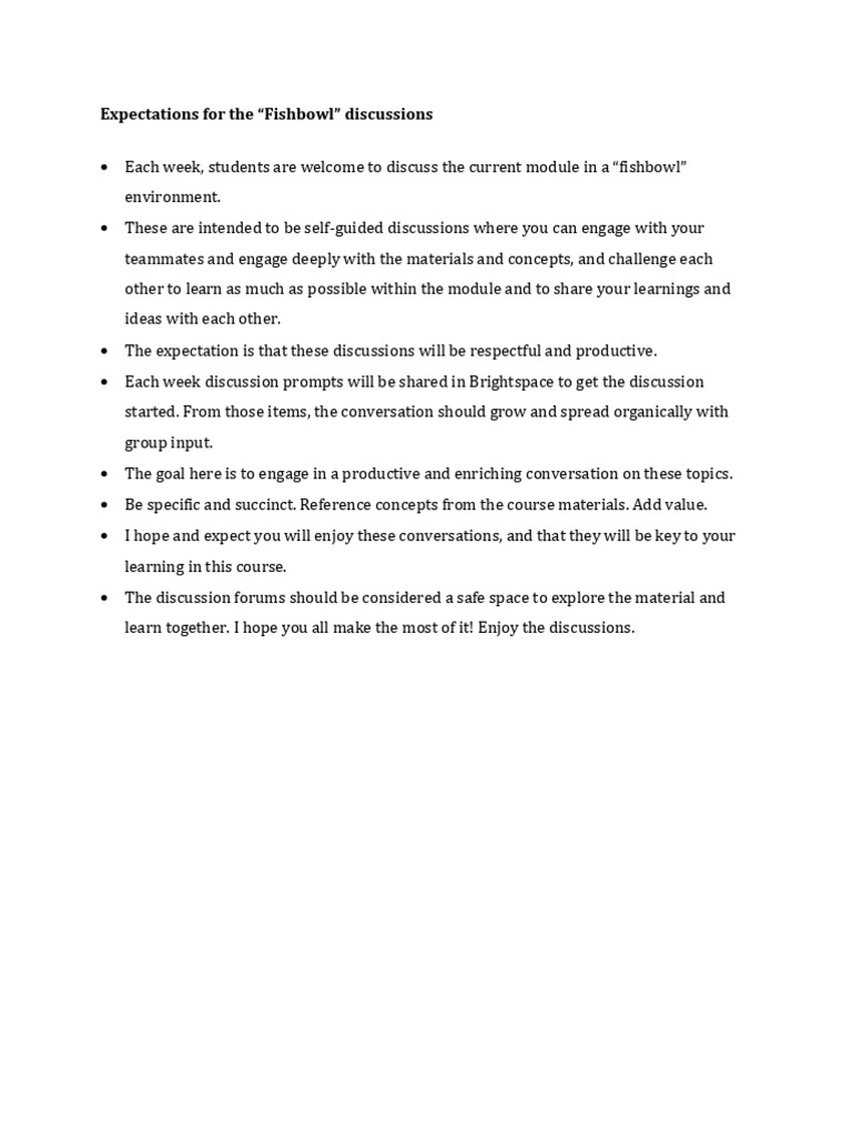 Guidelines for Fishbowl Discussions | PDF