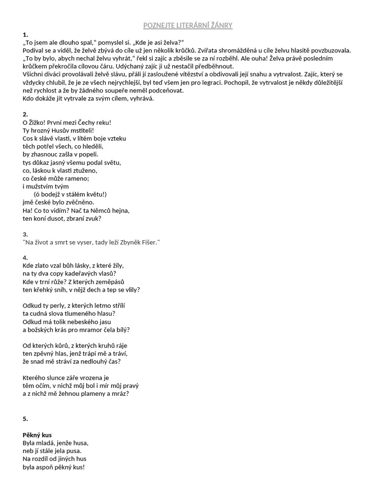 Literární Žánry - Texty | PDF