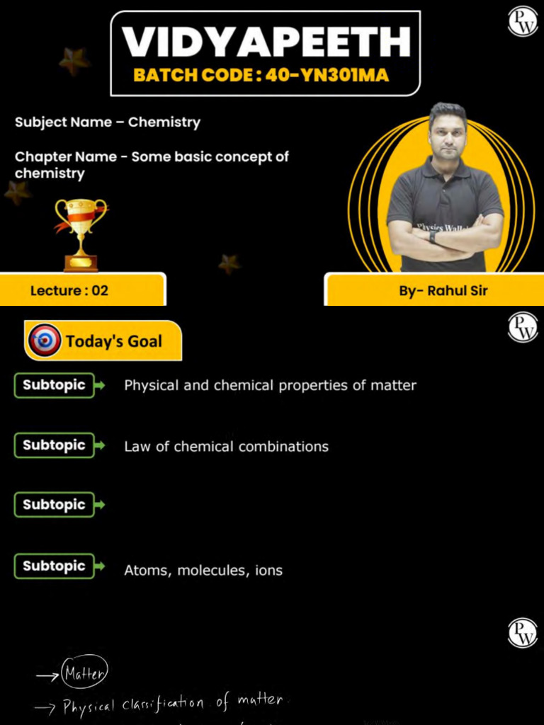 Some Basic Concepts of Chemistry - 02 - Class Notes - 40-YN401EA 2024 | PDF