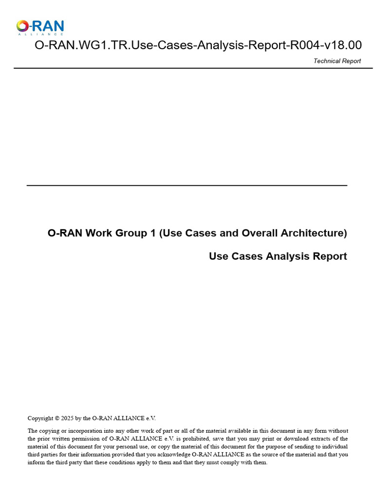 O-RAN Use Cases Analysis Report 18.0 | PDF | Unmanned Aerial Vehicle ...