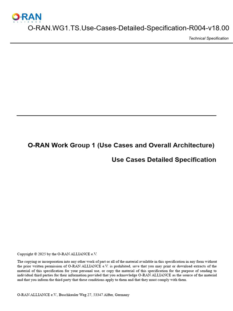 O-RAN Use Cases Detailed Specification 18.0 | PDF | Artificial ...