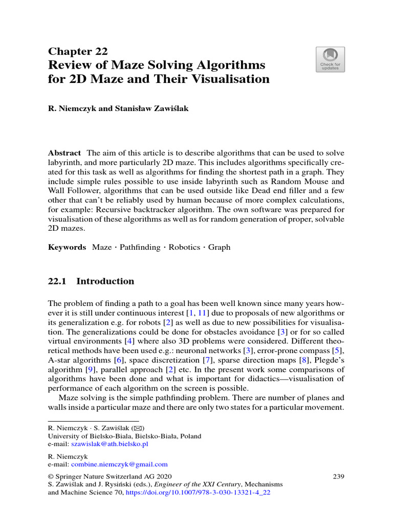 Maze Solving Algorithms for 2D Mazes | PDF | Maze | Algorithms And Data ...