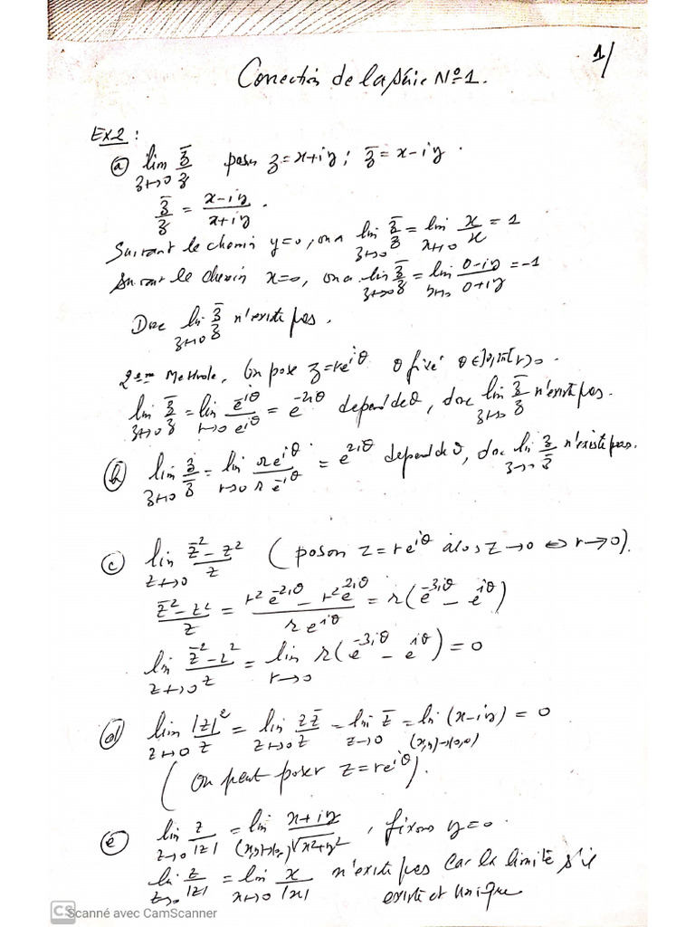 Correction - Série 1 Analyse3 | PDF