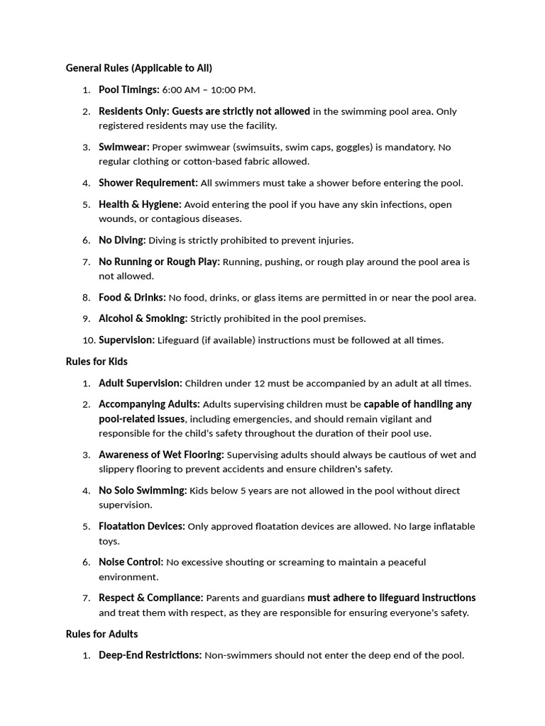 Swimming - General Rules | PDF | Swimming | Swimsuit