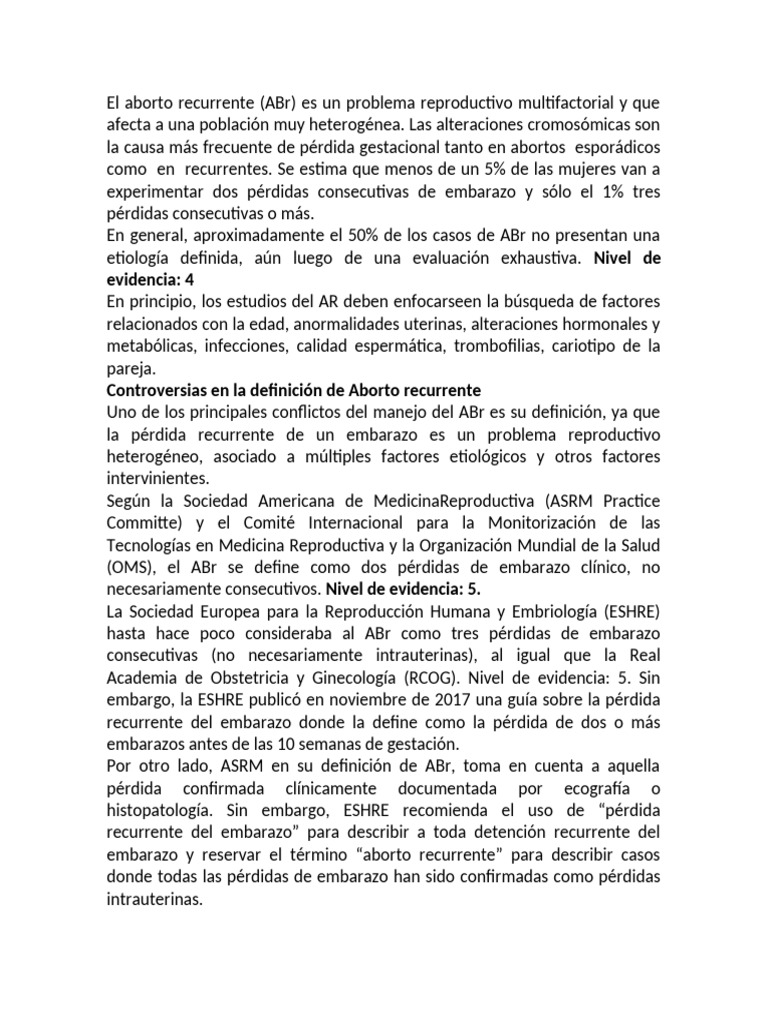 Aborto Recurrente: Definición y Causas | PDF | El embarazo | Aborto