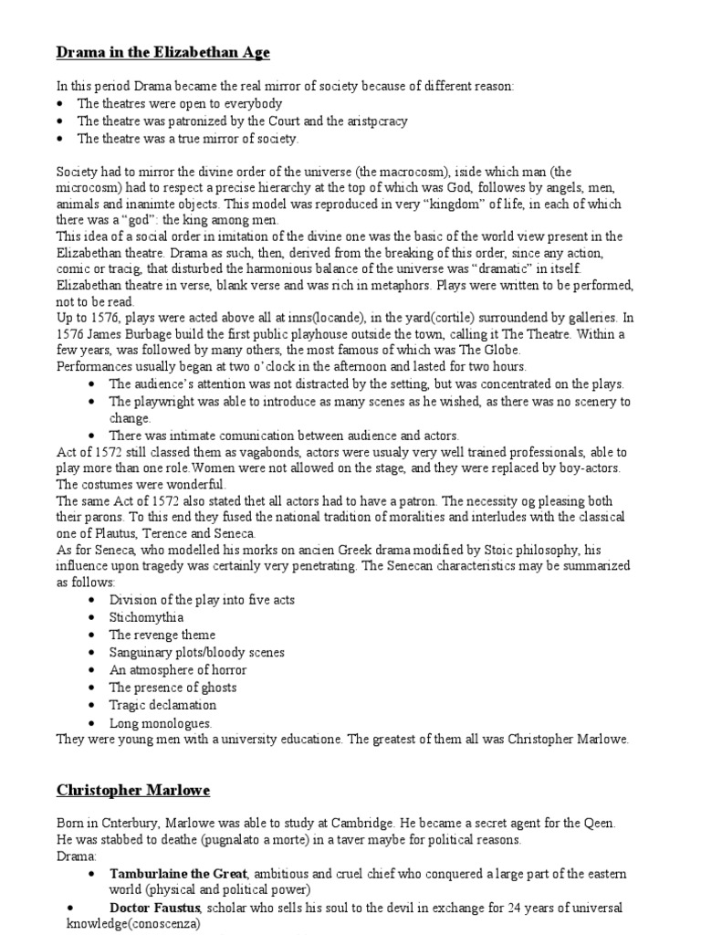 Overview of Elizabethan Drama | PDF | William Shakespeare | Theatre