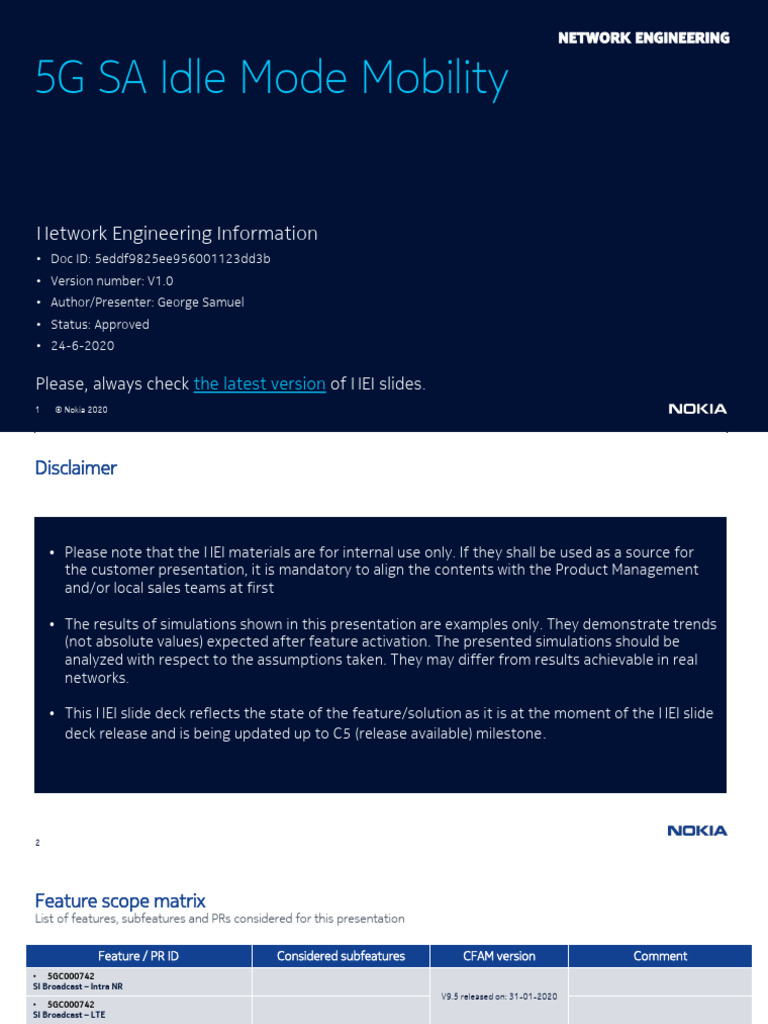 5G SA Idle Mode Mobility Overview | PDF | Decibel | Lte (Telecommunication)