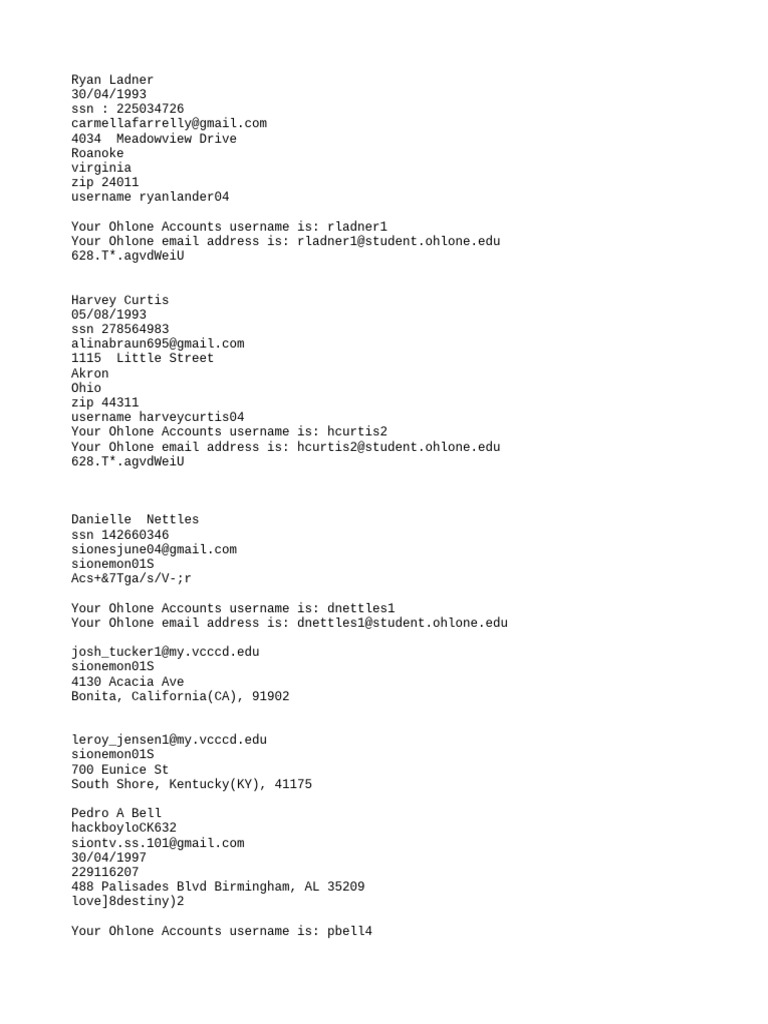 User Account Information Summary | PDF