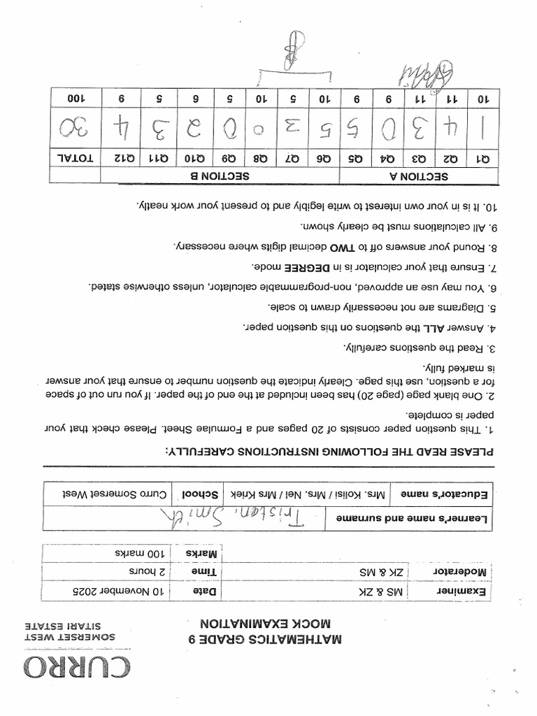 TS Mock Math Test | PDF