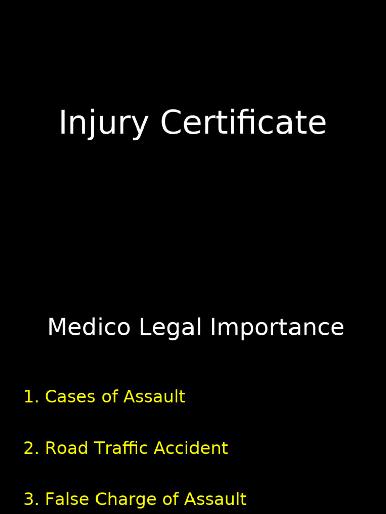 Medico-Legal Injury Certificate Guide | PDF