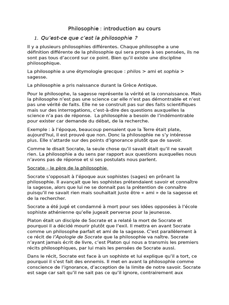 Introduction à la philosophie et Socrate | PDF | Socrate | Mal