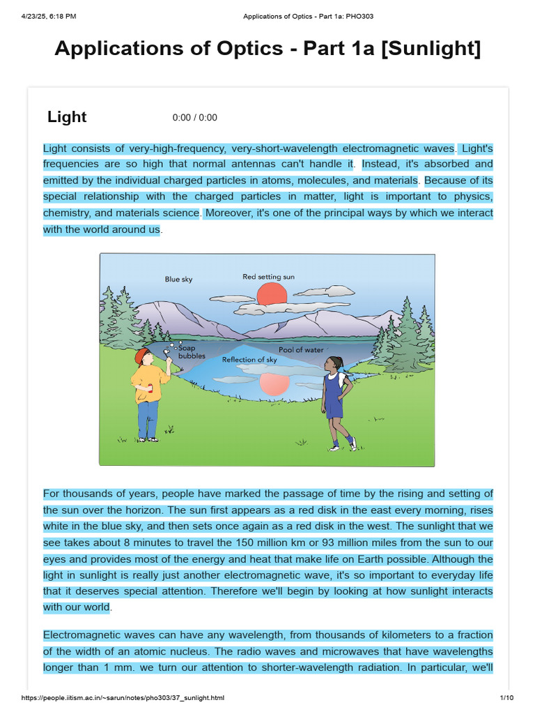 Applications of Optics - Part 1a - PHO303 | PDF | Light ...