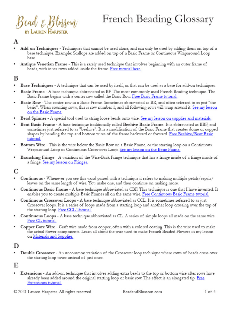 French Beading Glossary v3 | PDF | Flowers | Bead