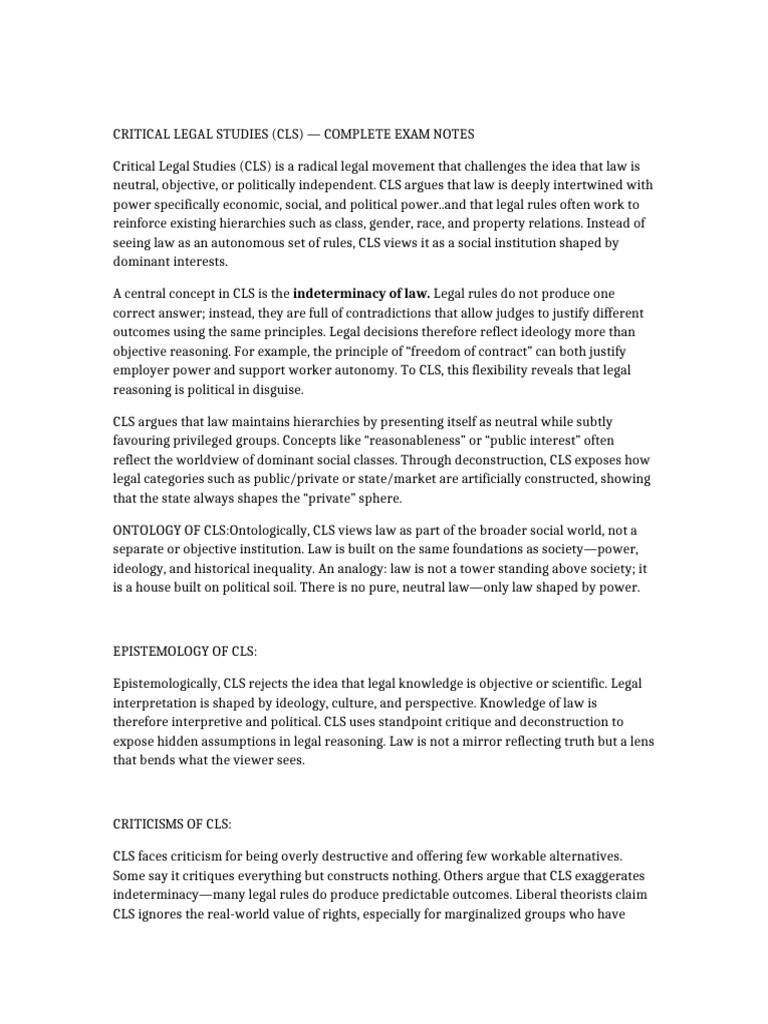 CLS_full_combined_notes | PDF | Positivism | Feminism
