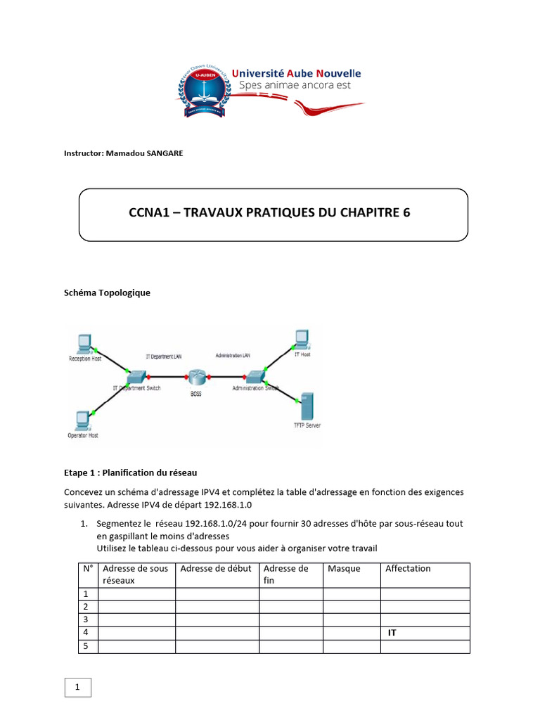 Configuration réseau CCNA1 : IPv4 et IPv6 | PDF | Adresse IP | I Pv6