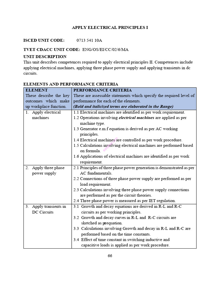 Apply Electrical Principles II Guide | PDF | Power Supply | Electrical ...
