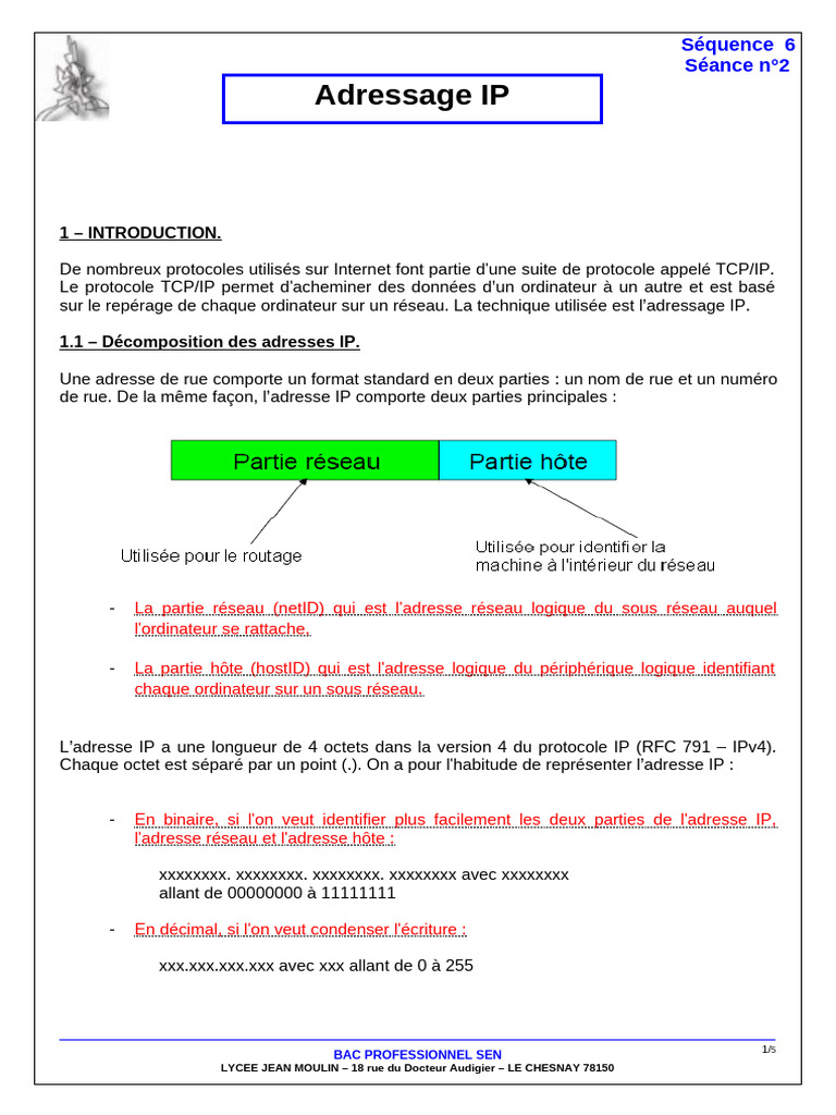 Cours 2 - LAdressage IP | PDF | Adresse IP | Multidiffusion