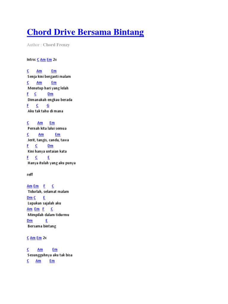 Chord Drive Bersama Bintang
