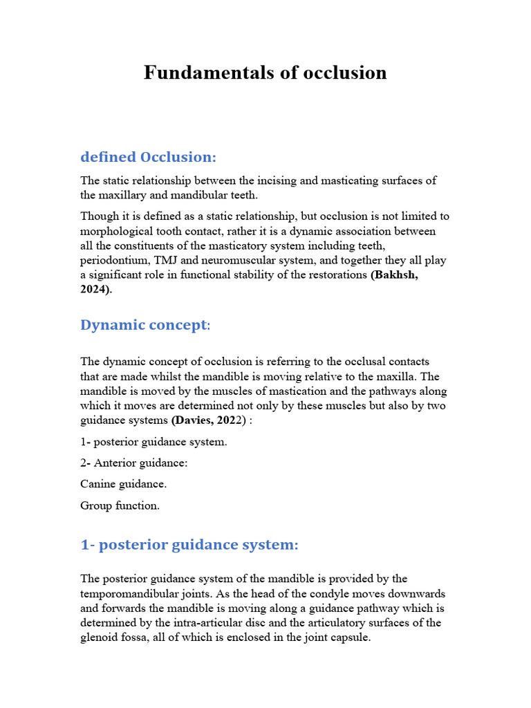 Occ Luc Tion | PDF | Dental Anatomy | Dentistry Branches