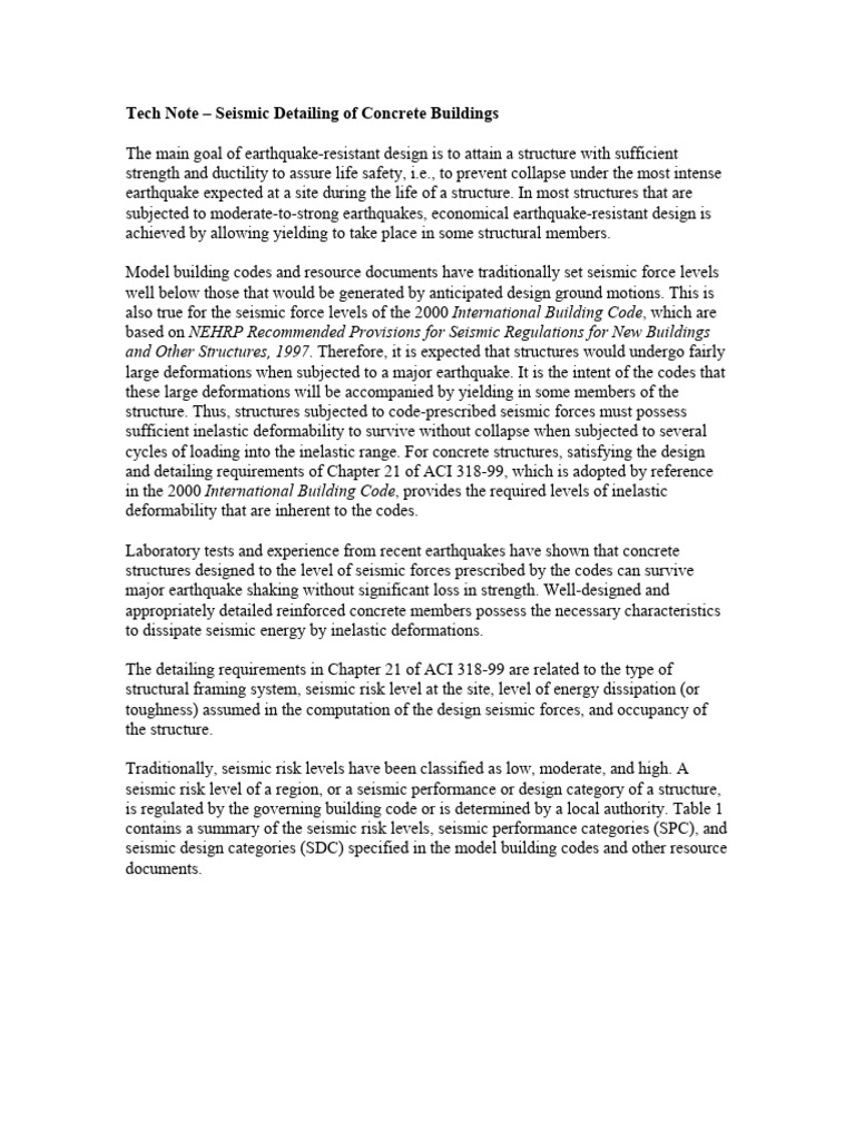 Seismic Detailing for Concrete Buildings | PDF | Earthquake Engineering ...